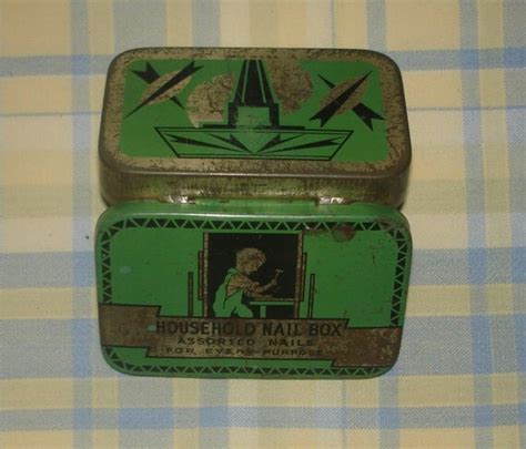 vintage household nail box metal tin|Nail Box Tin .